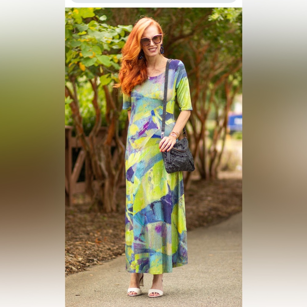 Soft Surroundings Saunterre Vibrant Green and Blue Maxi Dress L
